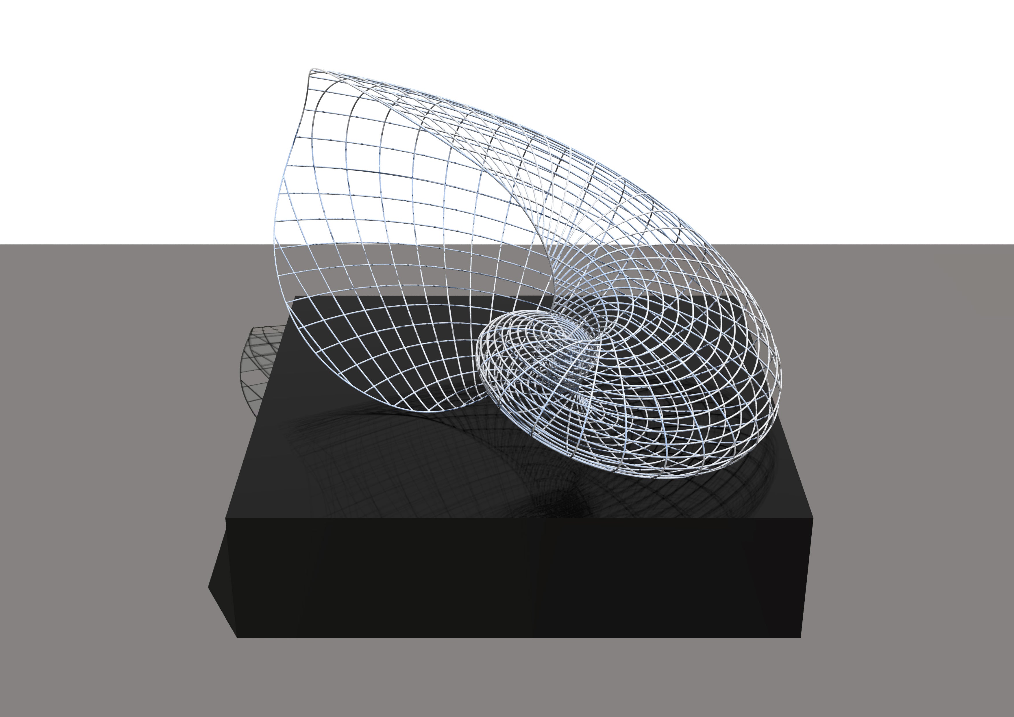 Nautilus sculpture designed in Rhino by Tim Elliot at Number 8 Wire